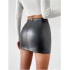 imageMakeMeChic Womens Faux Leather Bodycon Mini Skirt High Waisted Zip Back Split SkirtsBlack