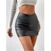 imageMakeMeChic Womens Faux Leather Bodycon Mini Skirt High Waisted Zip Back Split SkirtsBlack