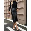 imageMakeMeChic Womens Faux Leather High Waist Split Bodycon Midi SkirtBlack