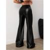 imageMakeMeChic Womens Faux Leather Pants Wide Leg Straight Baggy Trousers with PocketsBlack