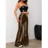 imageMakeMeChic Womens Faux Leather Pants Wide Leg Straight Baggy Trousers with PocketsCoffee Brown