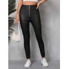 imageMakeMeChic Womens Metallic PU Leather Pants Zipper Skinny Club Trousers Skinny LeggingsBlack