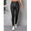 imageMakeMeChic Womens Metallic PU Leather Pants Zipper Skinny Club Trousers Skinny LeggingsBlack