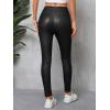 imageMakeMeChic Womens Metallic PU Leather Pants Zipper Skinny Club Trousers Skinny LeggingsBlack