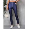 imageMakeMeChic Womens Metallic PU Leather Pants Zipper Skinny Club Trousers Skinny LeggingsDusty Blue