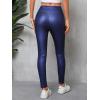 imageMakeMeChic Womens Metallic PU Leather Pants Zipper Skinny Club Trousers Skinny LeggingsDusty Blue