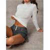 imageMakeMeChic Womens PU Leather Lace Up Ruched Tie Side Micro Shorts Low Waist Belted Skinny Fit Mini ShortDark Grey
