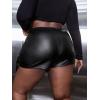 imageMakeMeChic Womens Plus Size Faux Leather Shorts Zipper Front Split PU Leather SkortsBlack