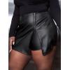 imageMakeMeChic Womens Plus Size Faux Leather Shorts Zipper Front Split PU Leather SkortsBlack