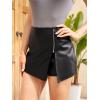 imageMakeMeChic Womens Plus Size Faux Leather Shorts Zipper Front Split PU Leather SkortsRegular Black