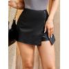 imageMakeMeChic Womens Plus Size Faux Leather Shorts Zipper Front Split PU Leather SkortsRegular Black
