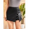 imageMakeMeChic Womens Plus Size Faux Leather Shorts Zipper Front Split PU Leather SkortsRegular Black