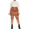 imageMakeMeChic Womens Plus Size Faux Leather Skirt High Waisted Pleather Mini SkirtsBrown