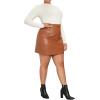 imageMakeMeChic Womens Plus Size Faux Leather Skirt High Waisted Pleather Mini SkirtsBrown