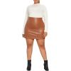 imageMakeMeChic Womens Plus Size Faux Leather Skirt High Waisted Pleather Mini SkirtsBrown