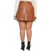imageMakeMeChic Womens Plus Size Faux Leather Skirt High Waisted Pleather Mini SkirtsBrown