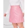 imageMakeMeChic Womens Plus Size Faux Leather Skirt High Waisted Pleather Mini SkirtsPink
