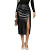 imageMakeMeChic Womens Faux Leather High Waist Split Bodycon Midi SkirtBlack