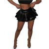 imageMakeMeChic Womens Faux Leather Mini Skirt Stretchy Ruffle Tiered Pleated Club Short SkirtsBlack