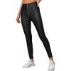 imageMakeMeChic Womens Metallic PU Leather Pants Zipper Skinny Club Trousers Skinny LeggingsBlack
