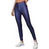 imageMakeMeChic Womens Metallic PU Leather Pants Zipper Skinny Club Trousers Skinny LeggingsDusty Blue