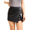 imageMakeMeChic Womens Plus Size Faux Leather Shorts Zipper Front Split PU Leather SkortsRegular Black