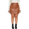 imageMakeMeChic Womens Plus Size Faux Leather Skirt High Waisted Pleather Mini SkirtsBrown