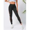 imageMakeMeChic Womens Cut Out Sexy Leggings Criss Cross Skinny Pants Party ClubwearBlack F
