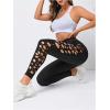 imageMakeMeChic Womens Cut Out Sexy Leggings Criss Cross Skinny Pants Party ClubwearBlack F