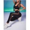 imageMakeMeChic Womens Cut Out Sexy Leggings Criss Cross Skinny Pants Party ClubwearBlack G