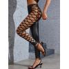 imageMakeMeChic Womens Cut Out Sexy Leggings Criss Cross Skinny Pants Party ClubwearBlack Leather
