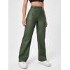 imageMakeMeChic Womens High Waist Pockets Straight Leg Jeans Leather Look PantsArmy Green