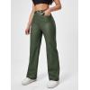 imageMakeMeChic Womens High Waist Pockets Straight Leg Jeans Leather Look PantsArmy Green