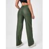 imageMakeMeChic Womens High Waist Pockets Straight Leg Jeans Leather Look PantsArmy Green