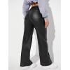 imageMakeMeChic Womens High Waist Pockets Straight Leg Jeans Leather Look PantsBlack