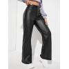 imageMakeMeChic Womens High Waist Pockets Straight Leg Jeans Leather Look PantsBlack