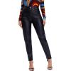 imageMakeMeChic Womens High Waist Pockets Straight Leg Jeans Leather Look PantsBlack D