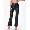 imageMakeMeChic Womens High Waist Pockets Straight Leg Jeans Leather Look PantsBlack Flare