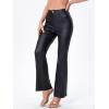 imageMakeMeChic Womens High Waist Pockets Straight Leg Jeans Leather Look PantsBlack Flare