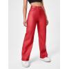 imageMakeMeChic Womens High Waist Pockets Straight Leg Jeans Leather Look PantsRed