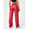 imageMakeMeChic Womens High Waist Pockets Straight Leg Jeans Leather Look PantsRed