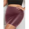 imageMakeMeChic Womens Plus Size PU Leather Ruched Slim Fit Bodycon Solid Color Pencil Mini SkirtHot Pink