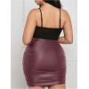 imageMakeMeChic Womens Plus Size PU Leather Ruched Slim Fit Bodycon Solid Color Pencil Mini SkirtHot Pink