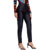 imageMakeMeChic Womens High Waist Pockets Straight Leg Jeans Leather Look PantsBlack D