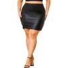 imageMakeMeChic Womens Plus Size PU Leather Ruched Slim Fit Bodycon Solid Color Pencil Mini SkirtBlack
