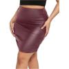imageMakeMeChic Womens Plus Size PU Leather Ruched Slim Fit Bodycon Solid Color Pencil Mini SkirtHot Pink