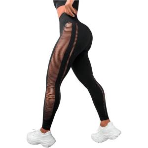imageMakeMeChic Womens Cut Out Sexy Leggings Criss Cross Skinny Pants Party ClubwearBlack H