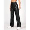 imageMakeMeChic Womens Faux Leather Pants Straight Wide Leg Leather Pants BlackBlack