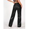 imageMakeMeChic Womens Faux Leather Pants Straight Wide Leg Leather Pants BlackBlack