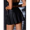 imageMakeMeChic Womens Faux Leather Skirt Y2K Mini Skirt Elastic High Waist A Line Flowy Skort ShortsBlack